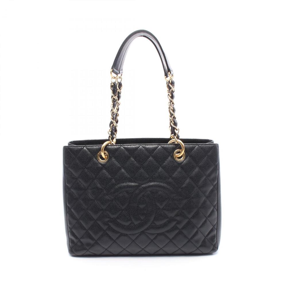 Chanel Matelasse Grand Shopping GST Tote Bag Calfskin Cowhide Black